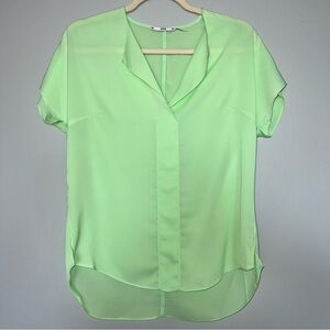 SIONI V-Neck Short Sleeve Blouse | Mint Green | S | Women